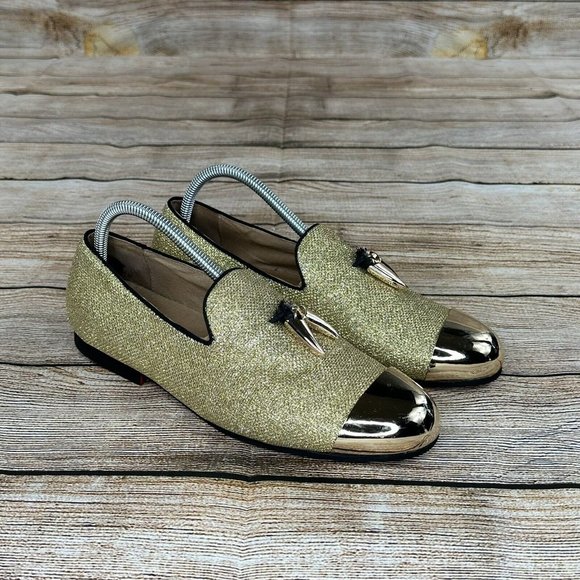 ELANROMAN CapToe Dress Shoes Men Size 7 Slip On Tasseled Loafers - Gold - Picture 4 of 9